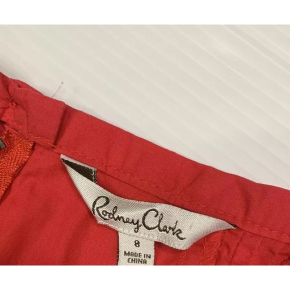 Rodney Clark red a-line flare cotton skirt size 8 - Picture 3 of 5